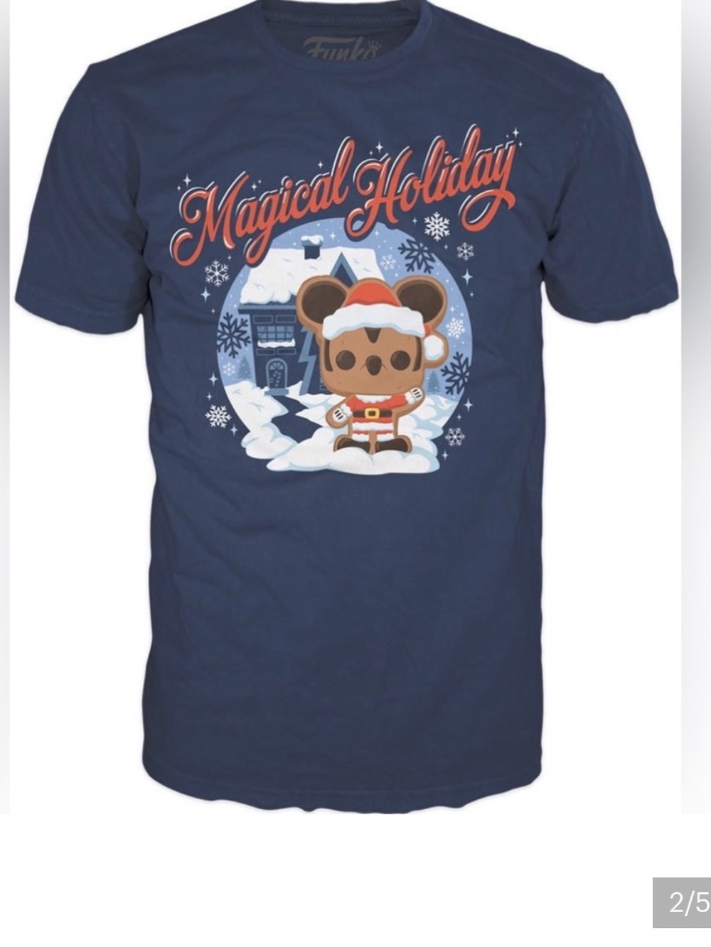 MICKEY MOUSE SMALL MENS/UNISEX MAGICAL HOLIDAY POP TEE RED BROWN FUNKO NIB